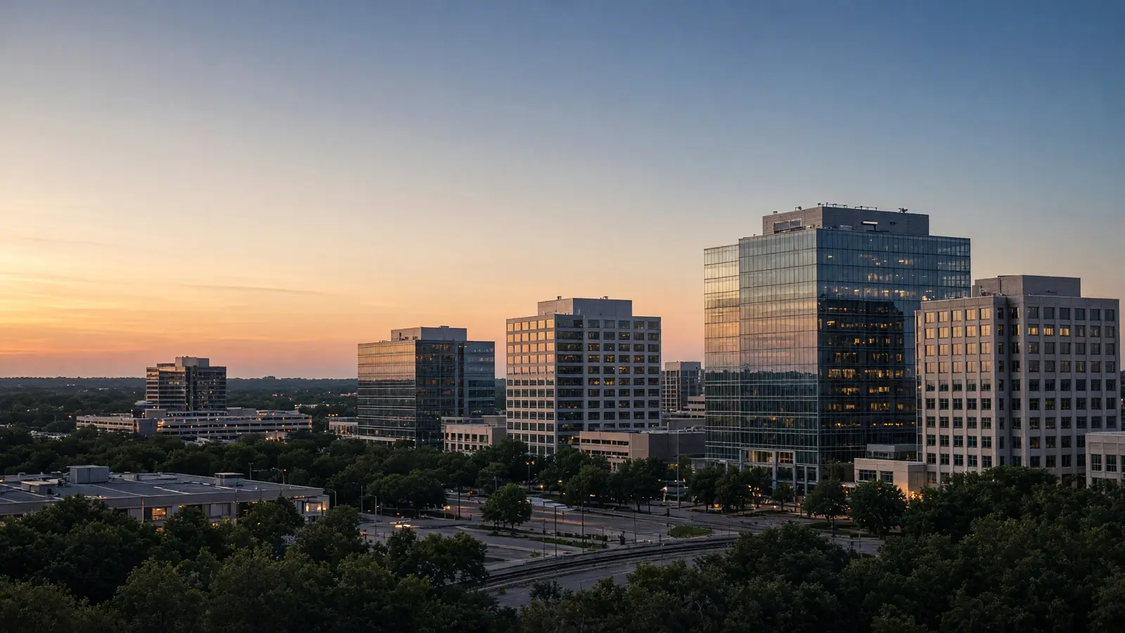Plano skyline at dusk