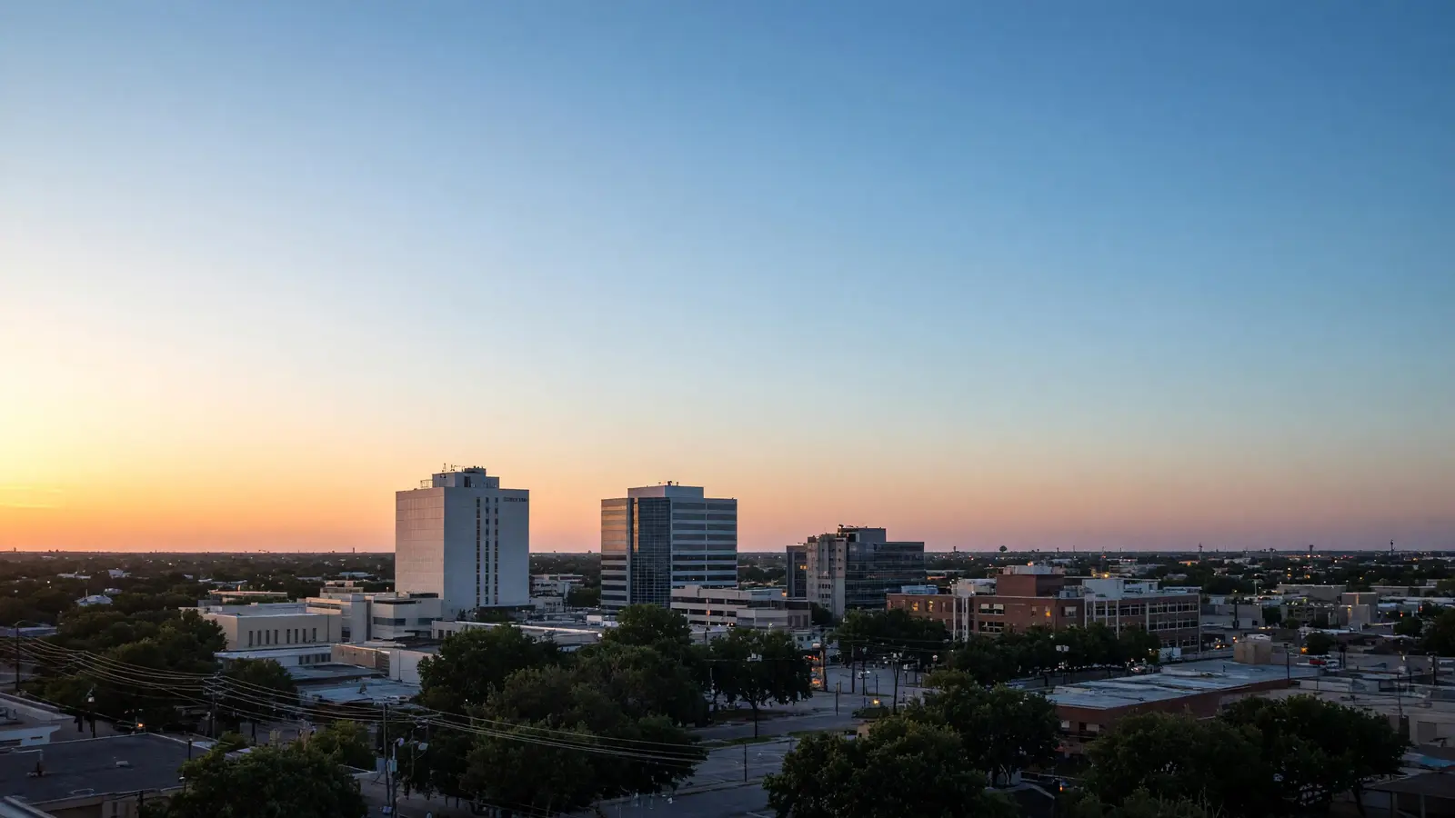 Pearland skyline at dusk