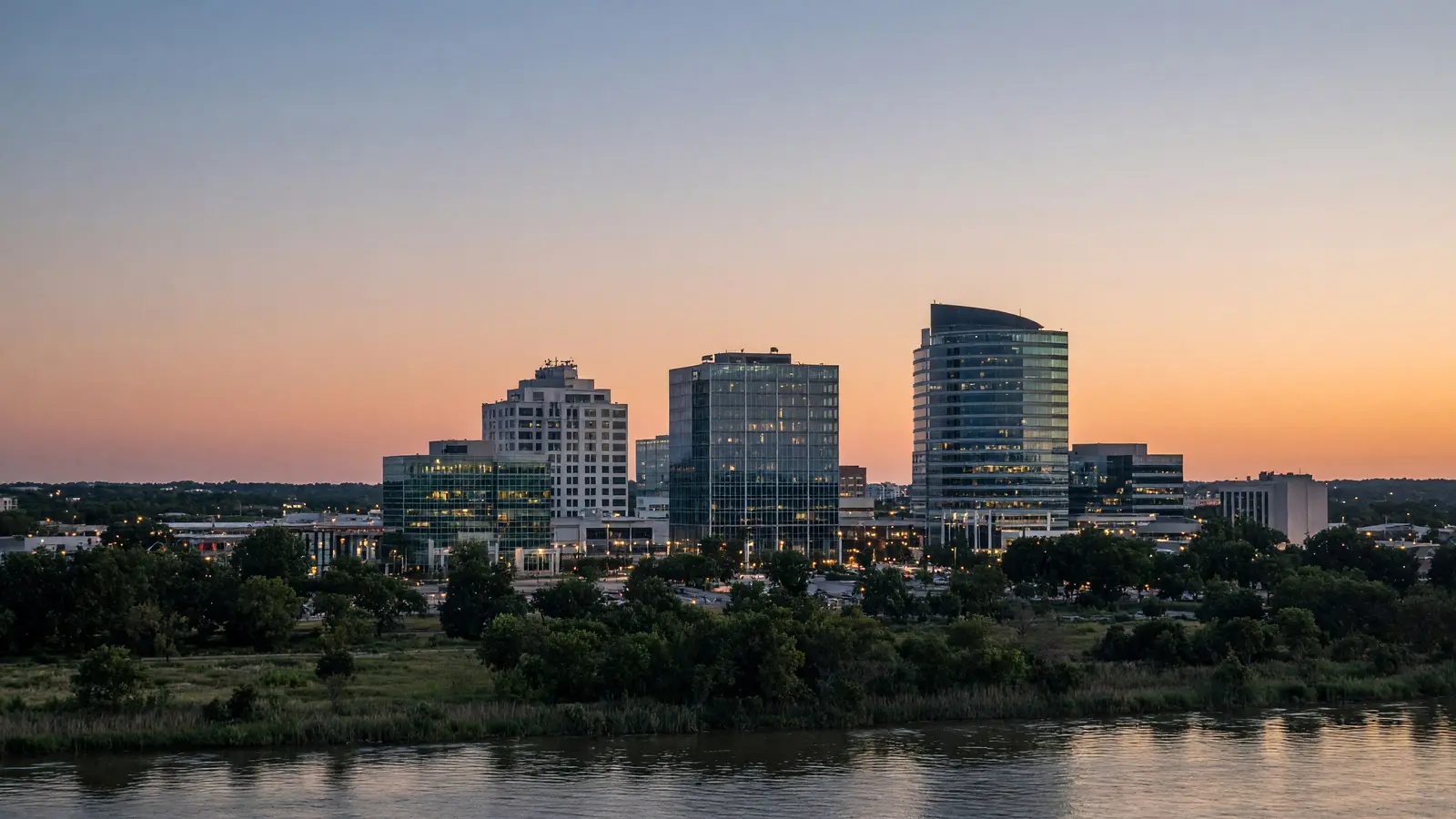 Sugar Land skyline at dusk