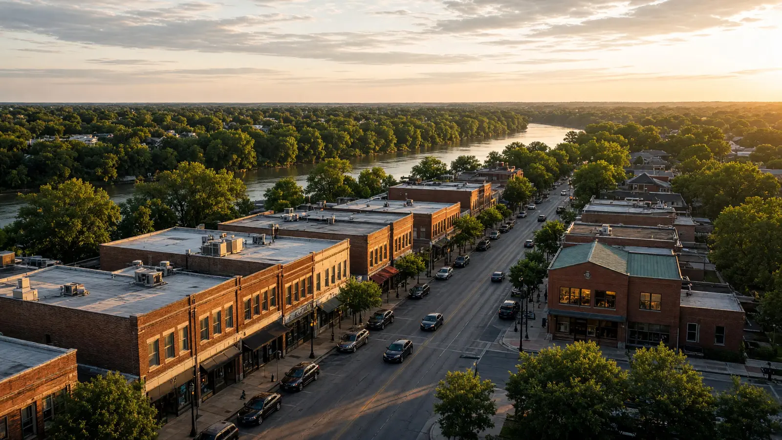 Downtown San Marcos with San Marcos River in the background